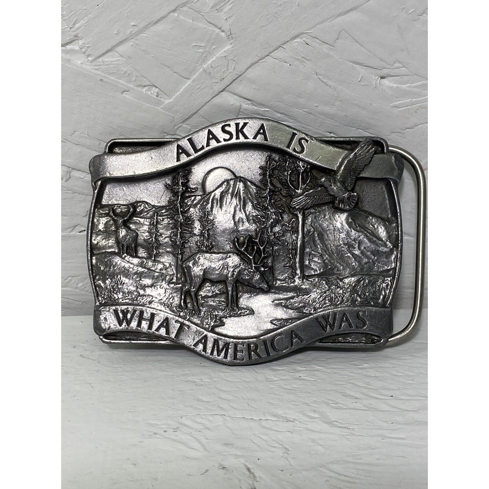 Vintage 1981 Bergamont Siskiuyou Belt Buckle "Alaska What America Was" Used‎